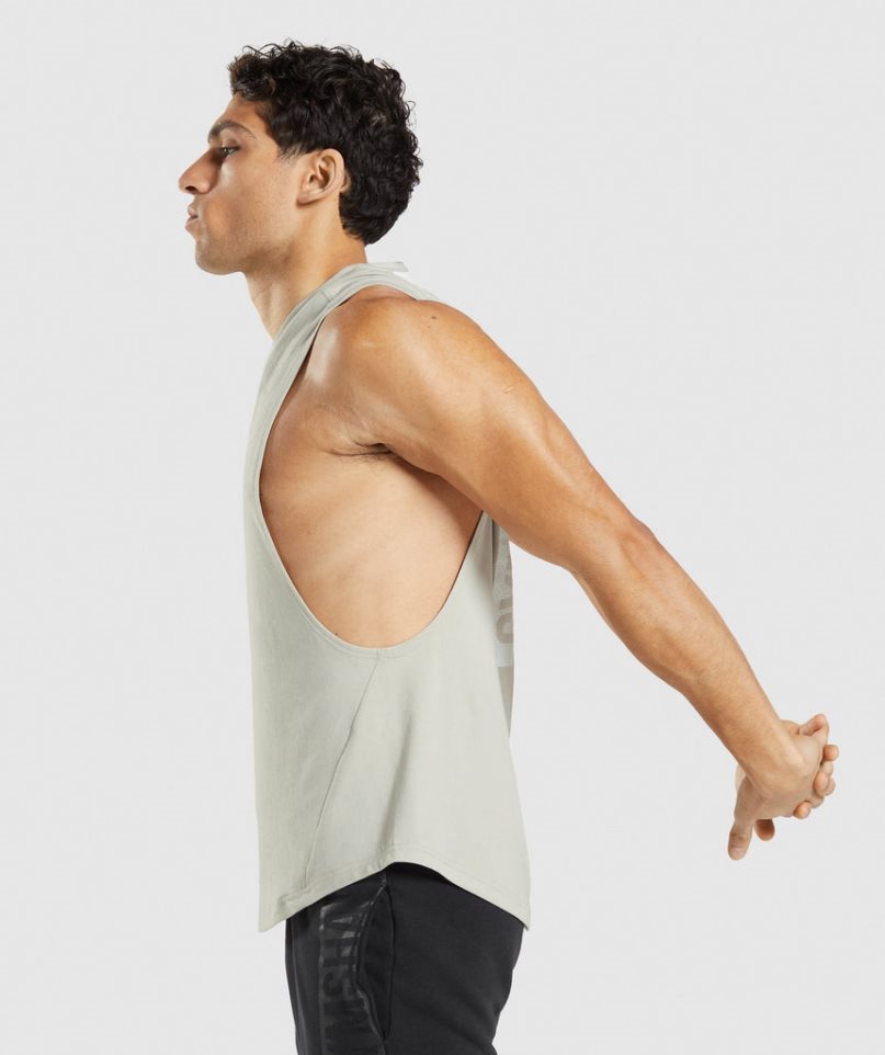 Men's Gymshark Bold Drop Arm Tanks Beige | CA AN5D37